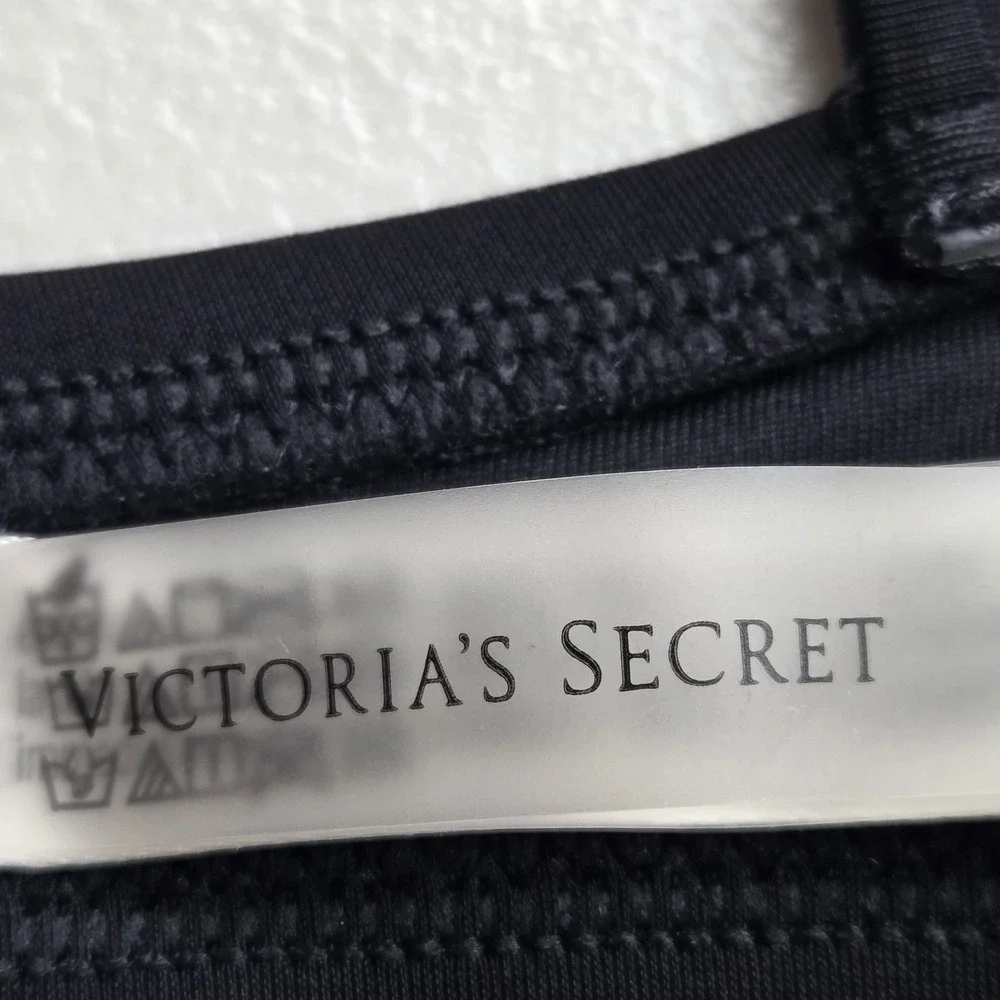 Victoria's‎ Secret Women Swimwear XL Black Bandeau Wireless Spaghetti Tie Straps